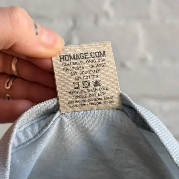 Retro Graphic Tee Vintage Vibe Oversize Funny Tshirt Y2K Pastel Blue Top Small - Picture 7 of 9